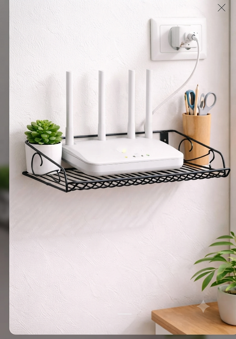 Wall-Mounted Metal Storage Shelf – Versatile Organizer for WiFi Router, Modem,