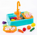 Kids’ Realistic Kitchen Sink Toy Set with Running Water & Play Food Accessories