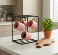 Modern Black Metal Cup Hanging Stand - Stylish Kitchen Counter Organizer