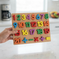 Wooden Number & Math Puzzle Board - Educational Learning Toy for Kids