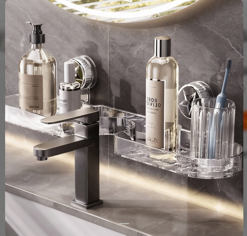 Modern Acrylic Bathroom Wall Shelf – Minimalist Storage Organizer for Essentials