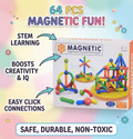 64-Piece Intelligent Magnetic Construction Building Blocks Set for Kids - STEM Educational Toy