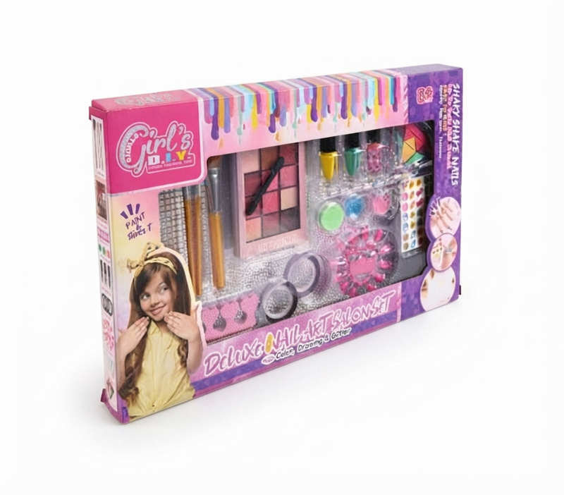Girl's D.I.Y. Deluxe Nail Art Salon Set – Creative Makeup & Nail Painting Kit for Kids