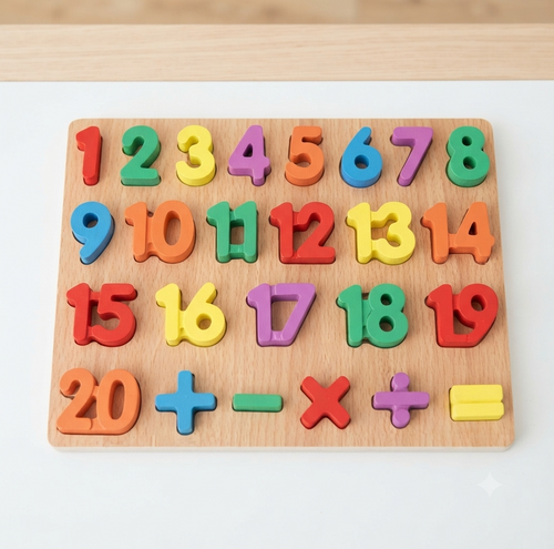 Wooden Number & Math Puzzle Board - Educational Learning Toy for Kids