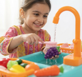 Kids’ Realistic Kitchen Sink Toy Set with Running Water & Play Food Accessories